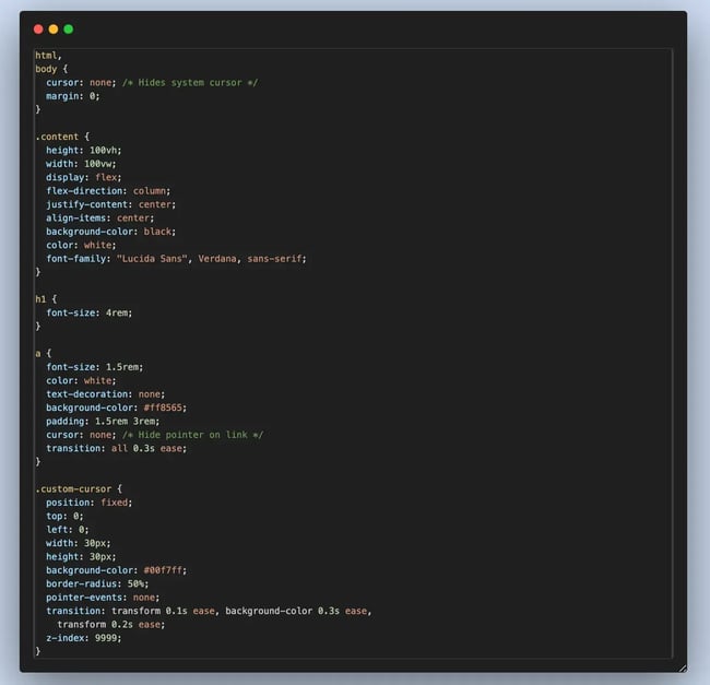 animated cursor effects, css code-1